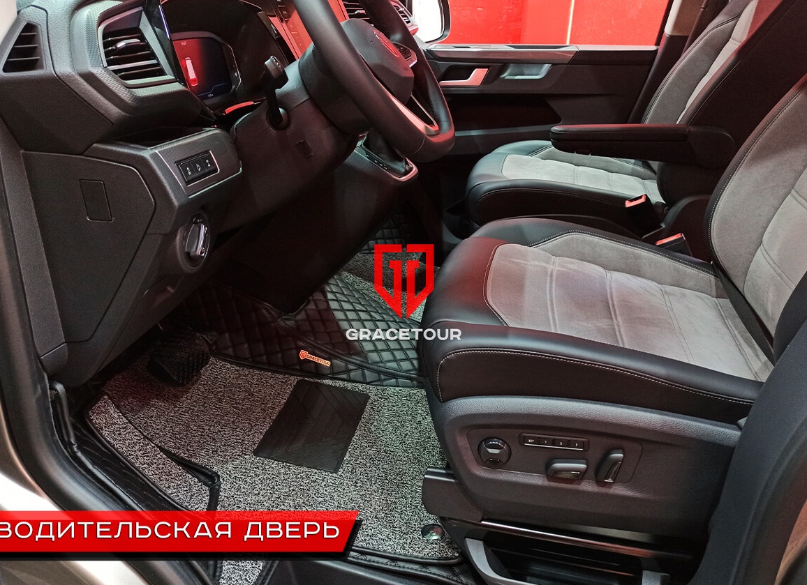 Коврики из экокожи для Volkswagen Multivan T6 (короткая база). 3D коврики из экокожи для Volkswagen Multivan T6.